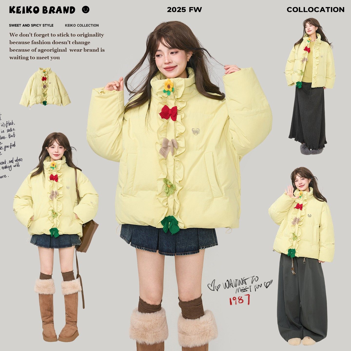 KEIKO/凯莉欧聚酯纤维短款甜美