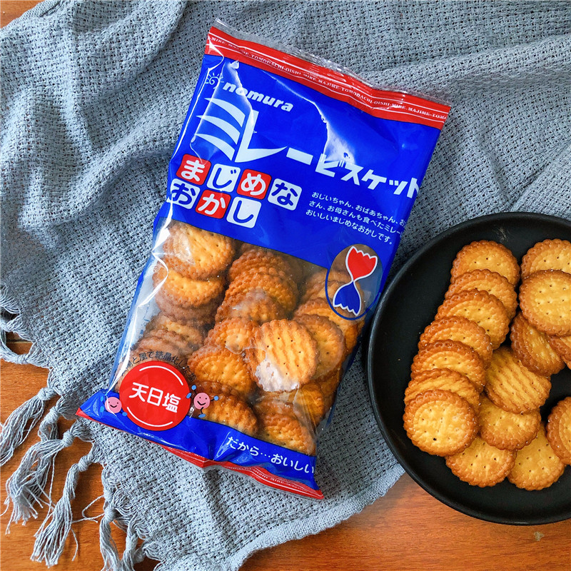 日本进口零食野村天日盐味小圆饼咸味淡盐饼干130g蔡文静推荐脆饼