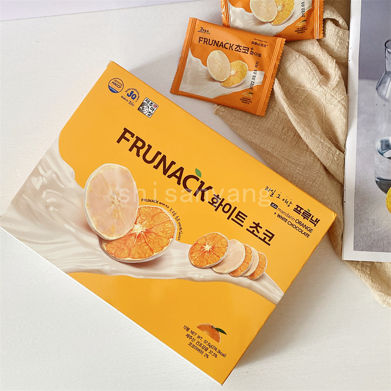 韩国进口济州岛福禄奈白巧克力柑橘片网红即食礼品健康零食小红书