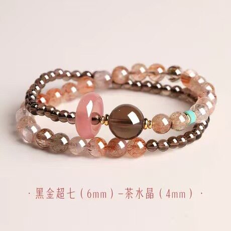 天然紫水晶好运珠双圈手链女款