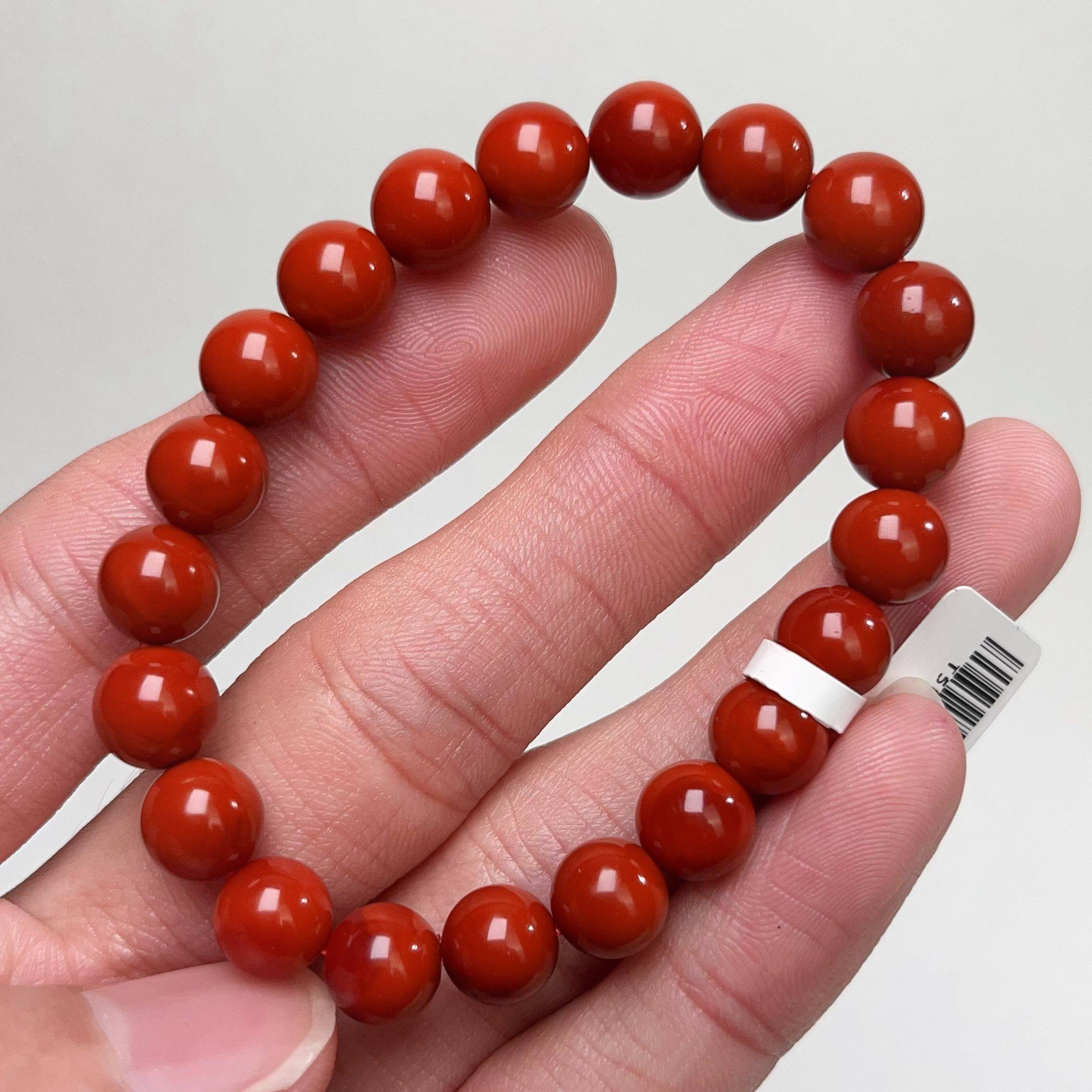 2408D05凉山瓦西料南红满色肉锦红单圈手串