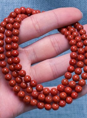 04F76凉山瓦西料南红原矿柿子红多圈手串多样性发货