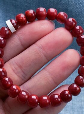 14C20凉山瓦西料南红原矿妖牛血红单圈手串