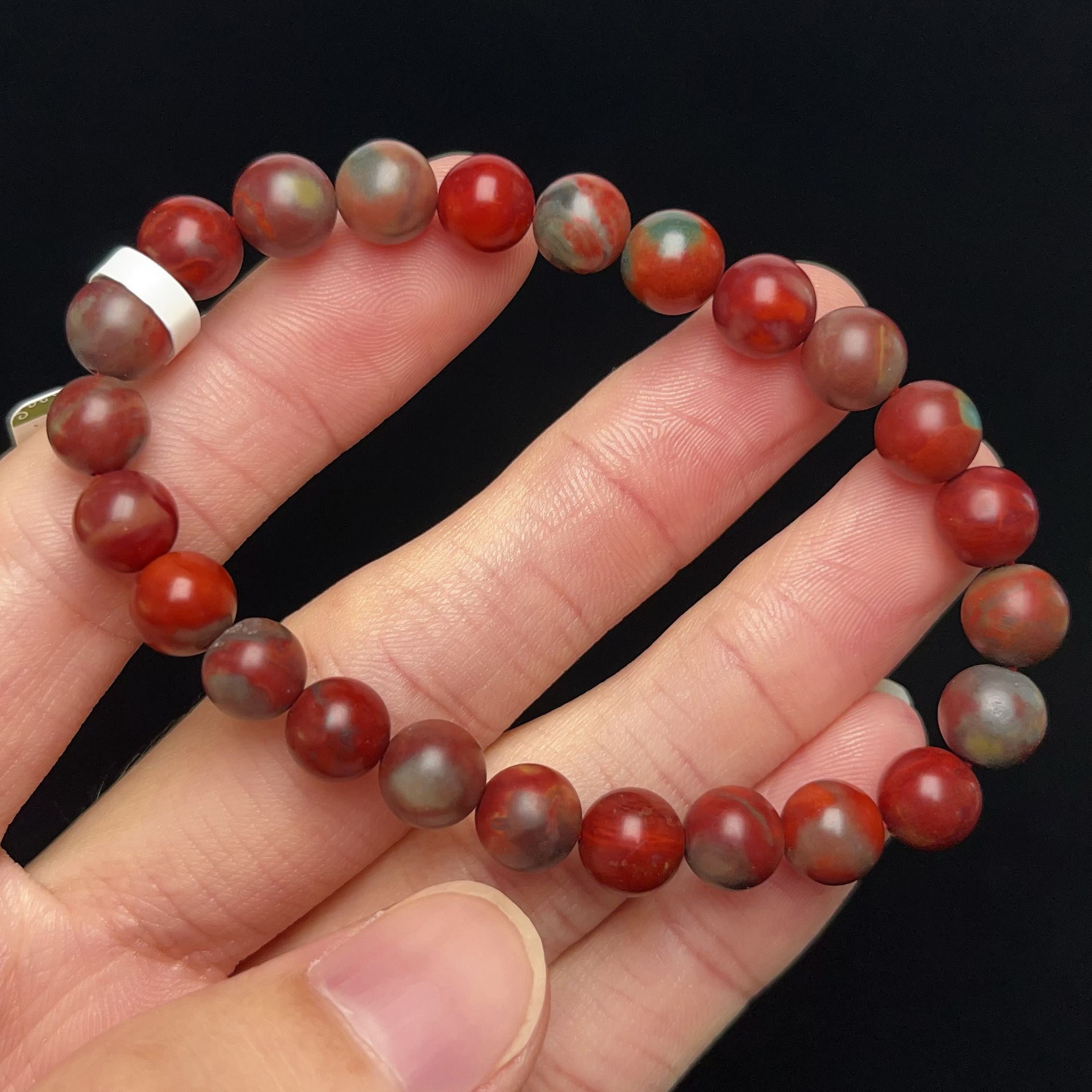 1409C46凉山九口料南红铁皮鸡血包浆单圈手串