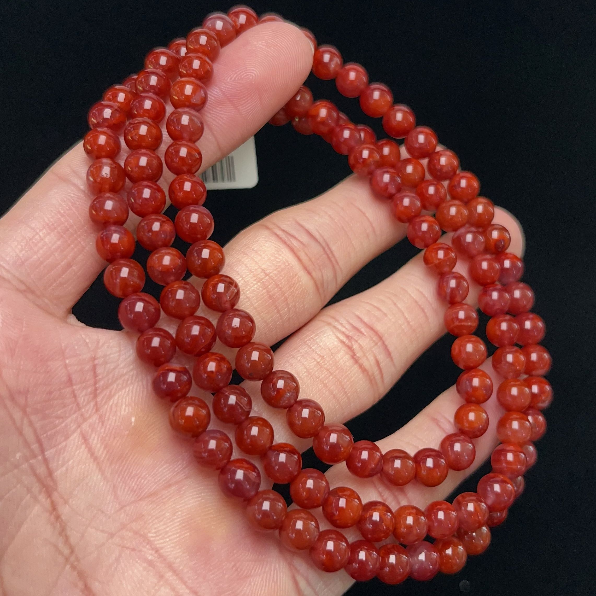 146A44凉山瓦西料南红玫锦红多圈手串项链