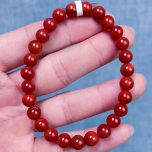 058A41凉山瓦西料南红柿子锦火焰单圈手串多样性发其一