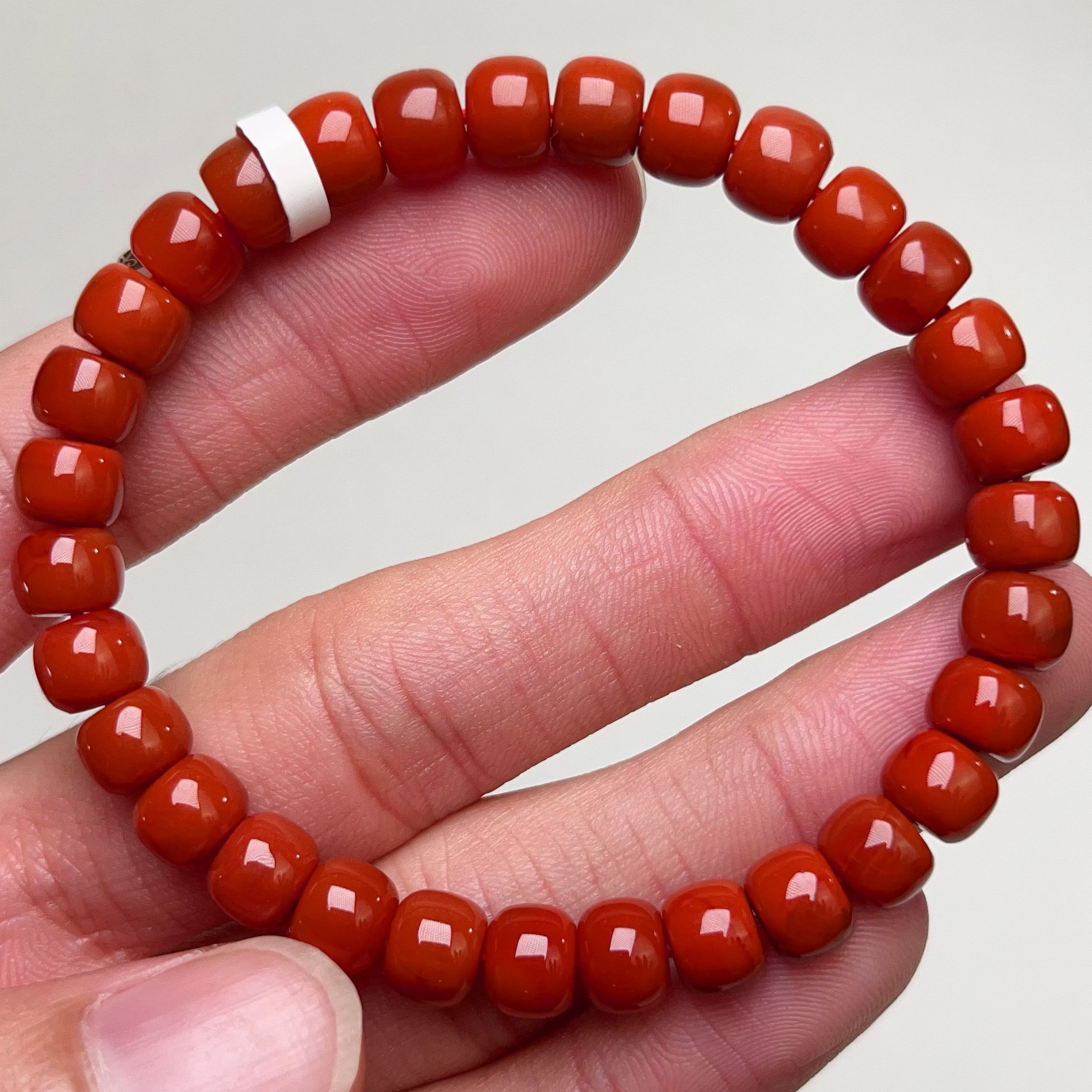 754C24凉山瓦西料南红柿子锦单圈手串