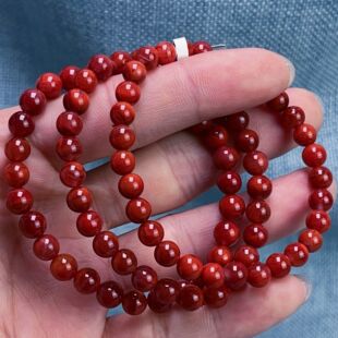 01Q213凉山瓦西料南红柿子锦火焰单圈手串多样性发其一