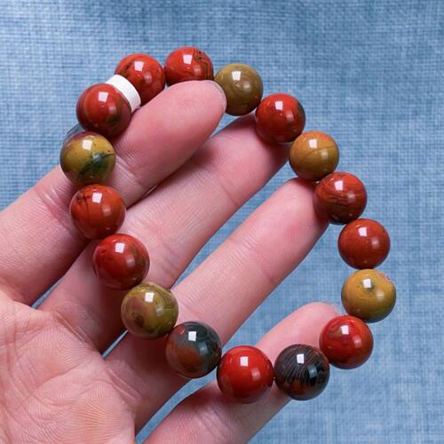 3959F104大山包原矿三彩包浆南红单圈手串