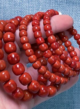 Q01凉山瓦西料南红满色满肉柿子锦南红单圈手串多样性发其一