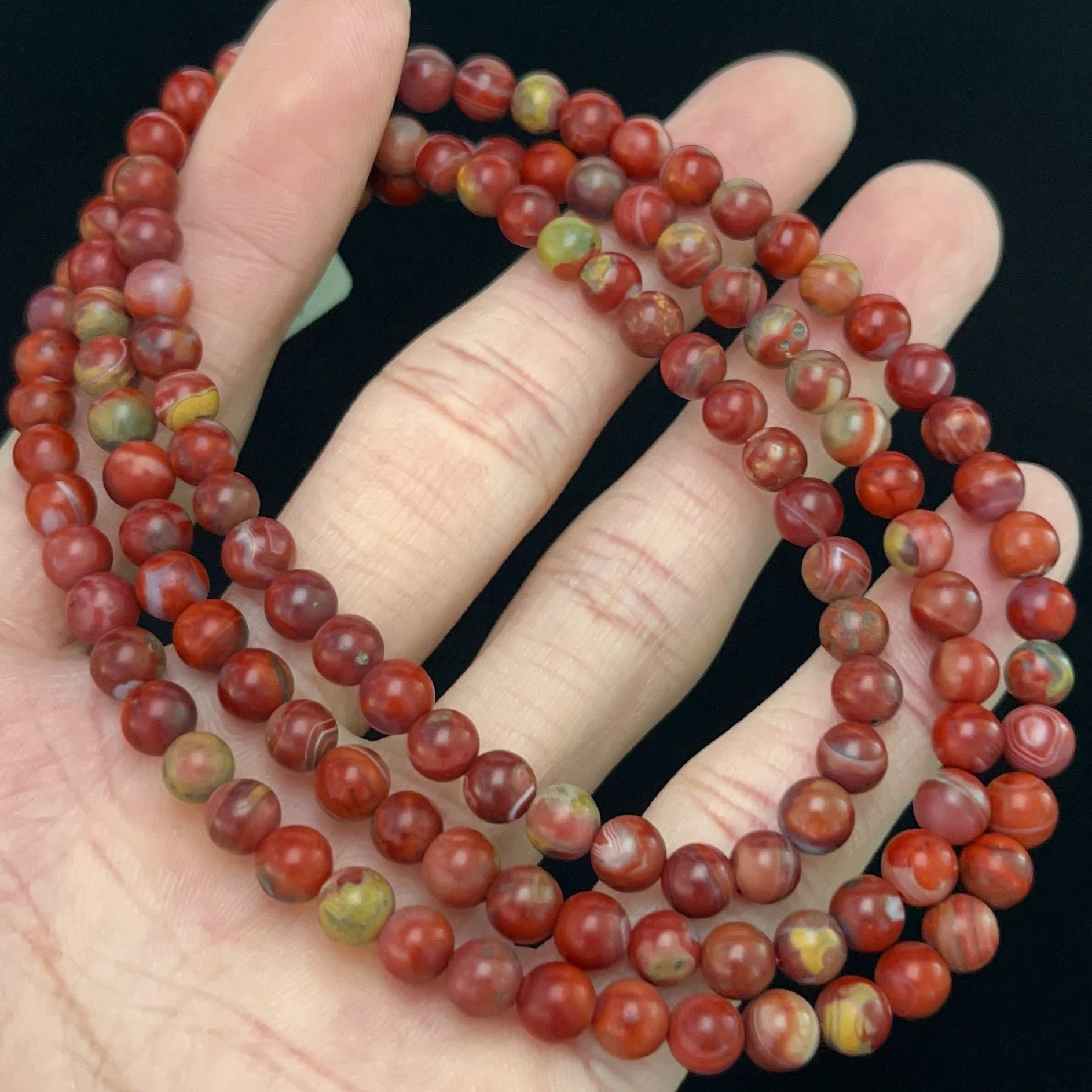 231C09凉山九口料南红九口鸡血包浆多圈手串