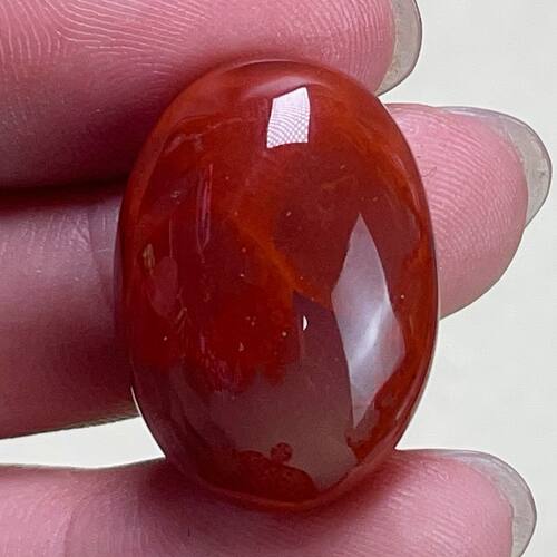 34C63凉山瓦西料南红原矿牛色妖火焰椭圆蛋面