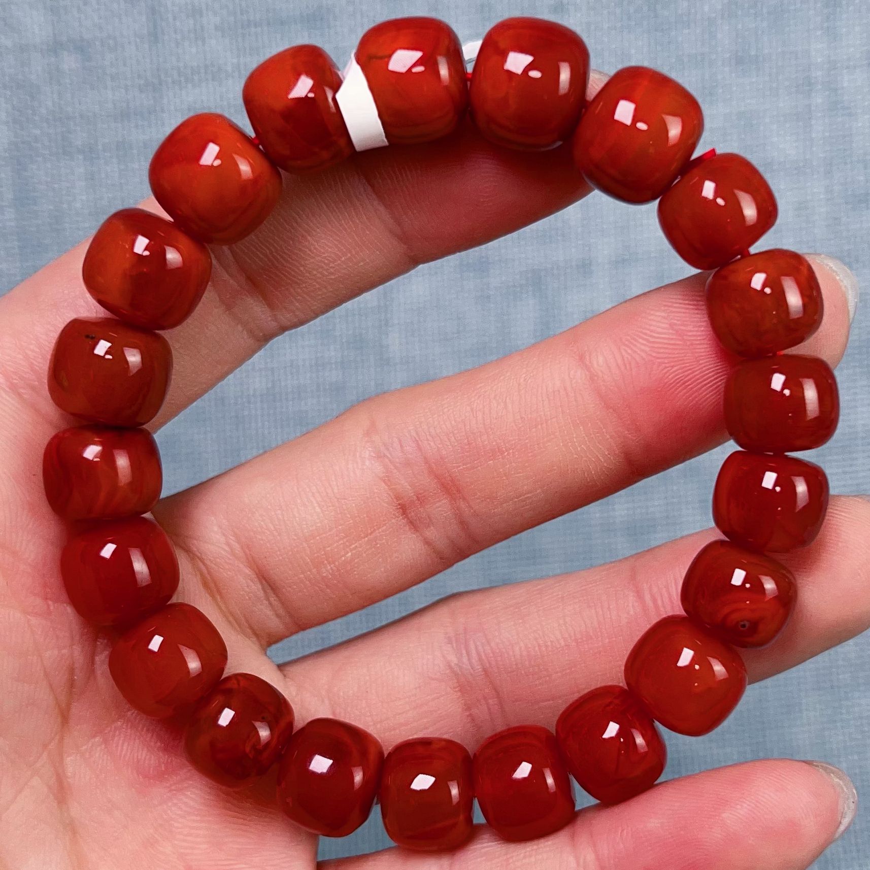 482F91凉山瓦西料南红柿子锦火焰单圈手串