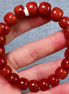 482F91凉山瓦西料南红柿子锦火焰单圈手串