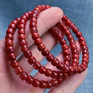 04Q203凉山瓦西料南红双锦红妖火焰单圈手串多样性发其一