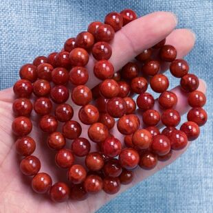 06C55凉山瓦西料南红原矿双锦妖火焰单圈手串多样性发其一