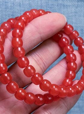 904F82保山料南红原矿保山辣椒红单圈手串多样性发其一