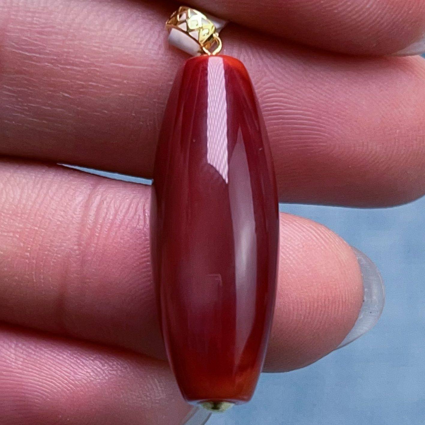 219C43-1四川凉山南红瓦西柿子锦牛血火焰桶珠吊坠,饰品/流行首饰/时尚饰品新,颈饰,淘宝优惠券,粉丝福利购,淘宝优惠卷