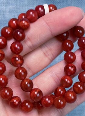 356C28凉山瓦西料南红妖火焰单圈手串多样性发其一