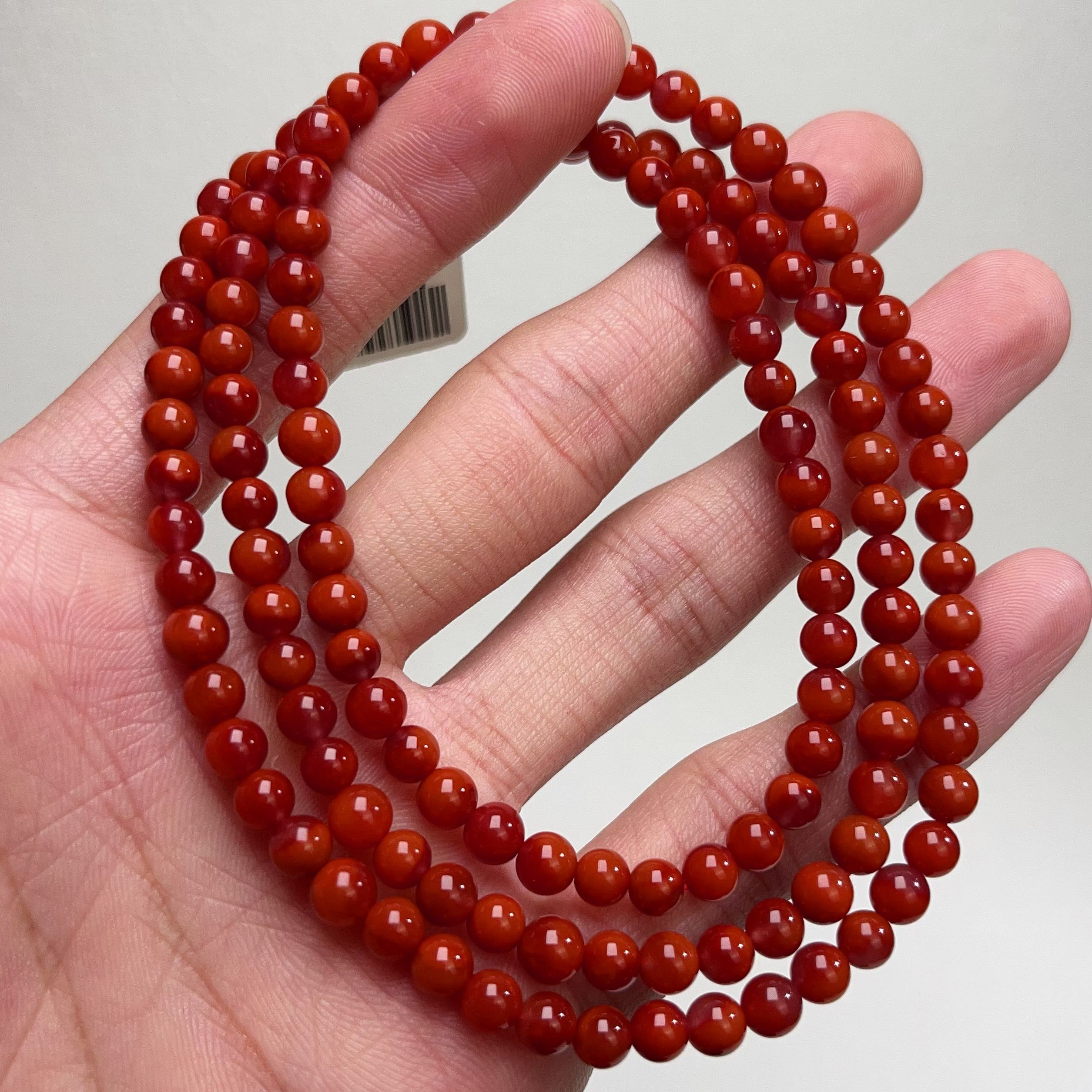 468A19凉山瓦西料南红锦红多圈手串