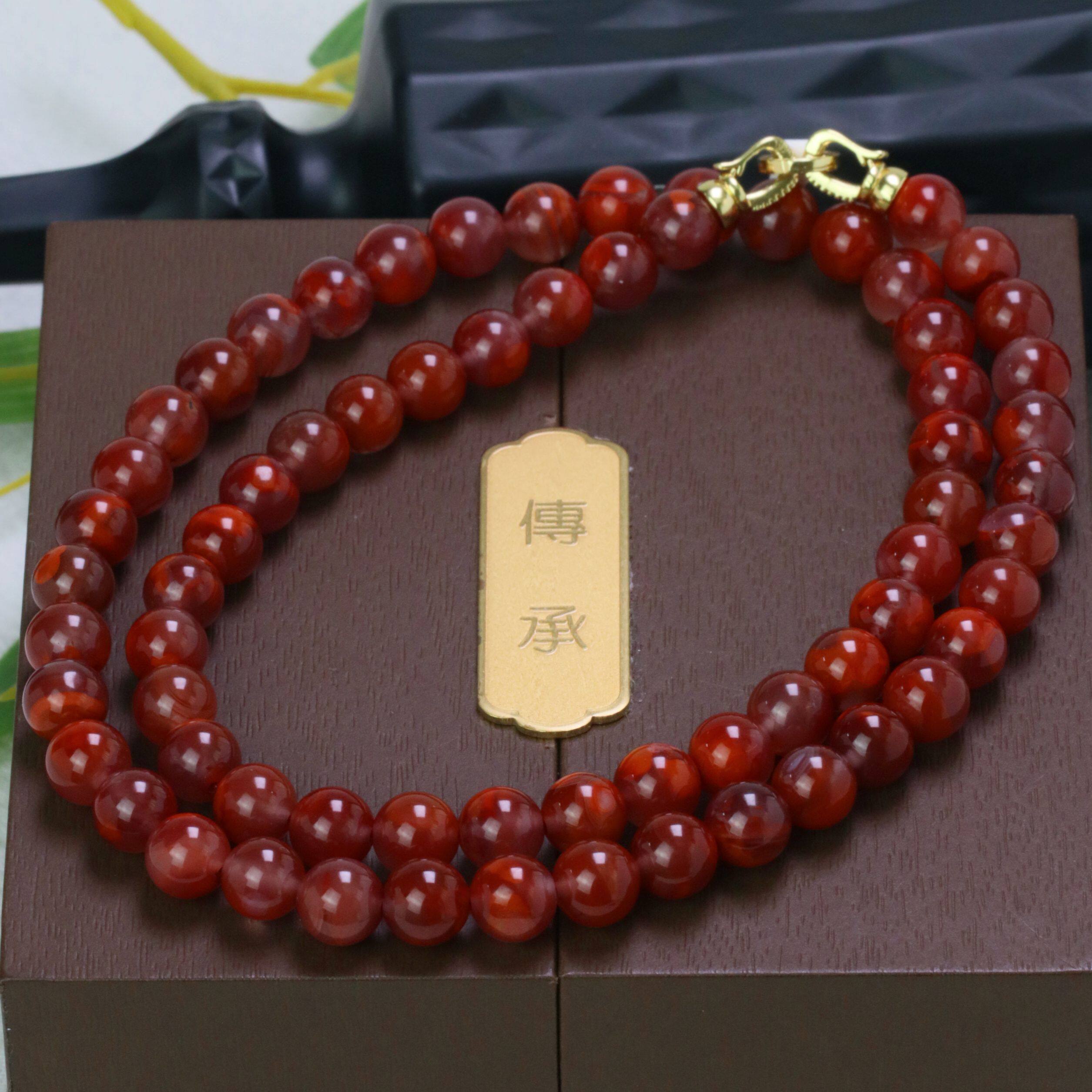 19M15凉山瓦西料南红原矿妖牛血女神链项链