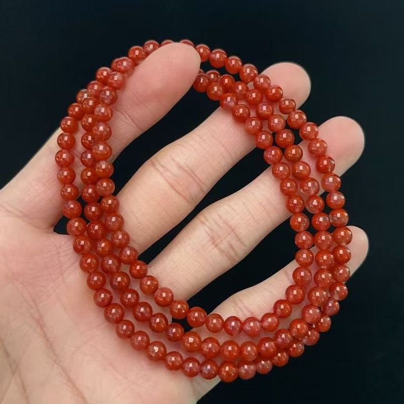 109C23凉山南红高品樱桃红多圈手串项链