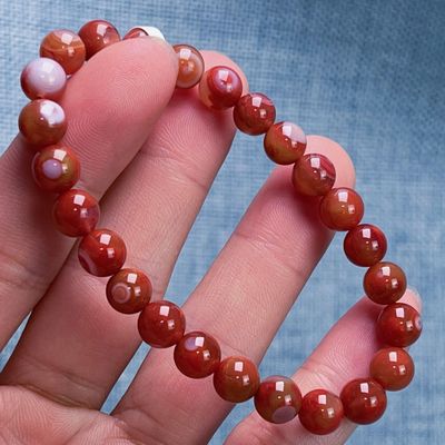 04F88云南大山包天眼红黄皮包浆南红单圈手串