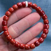 806D08凉山瓦西料南红原矿高品质南红双色锦红直切单圈手串