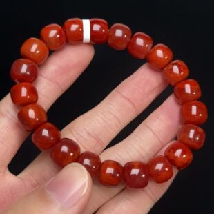 1409C29凉山南红牛血火焰老型单圈手串多样性发其一