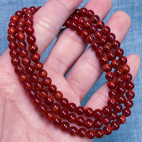 655C03凉山瓦西料南红牛血玫锦红多圈手串项链