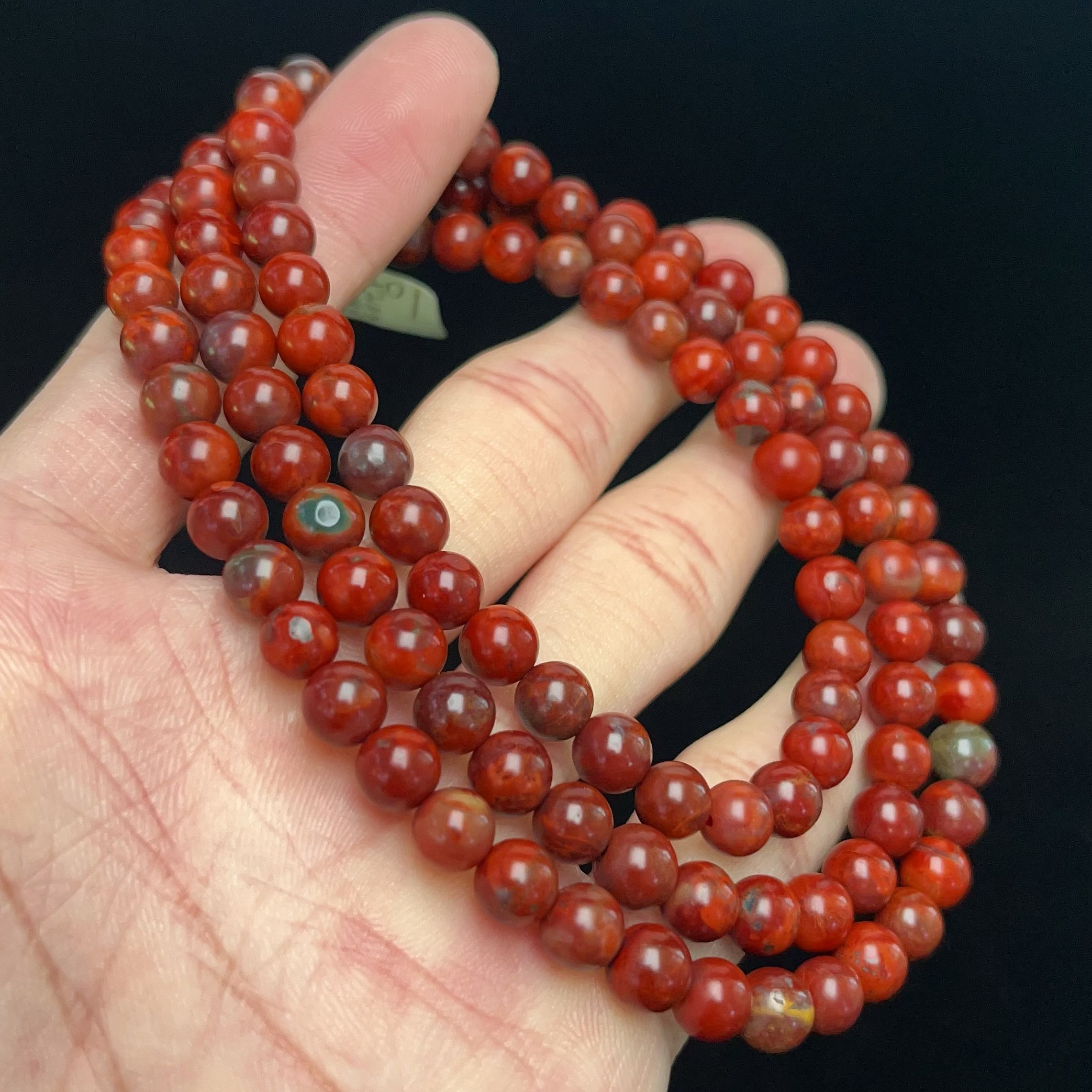 1808A01凉山九口料南红九口鸡血包浆多圈手串项链