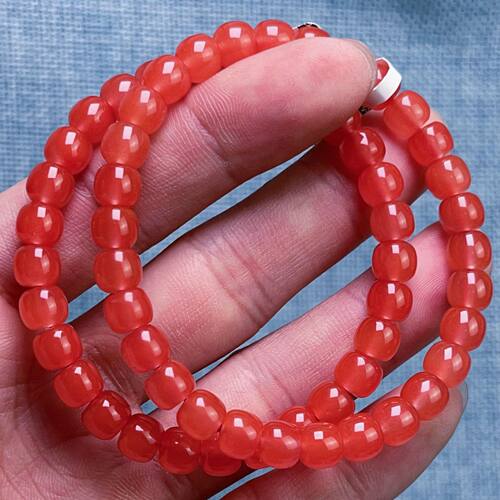 789F82保山料南红保山辣椒红单圈手串多样性发其一