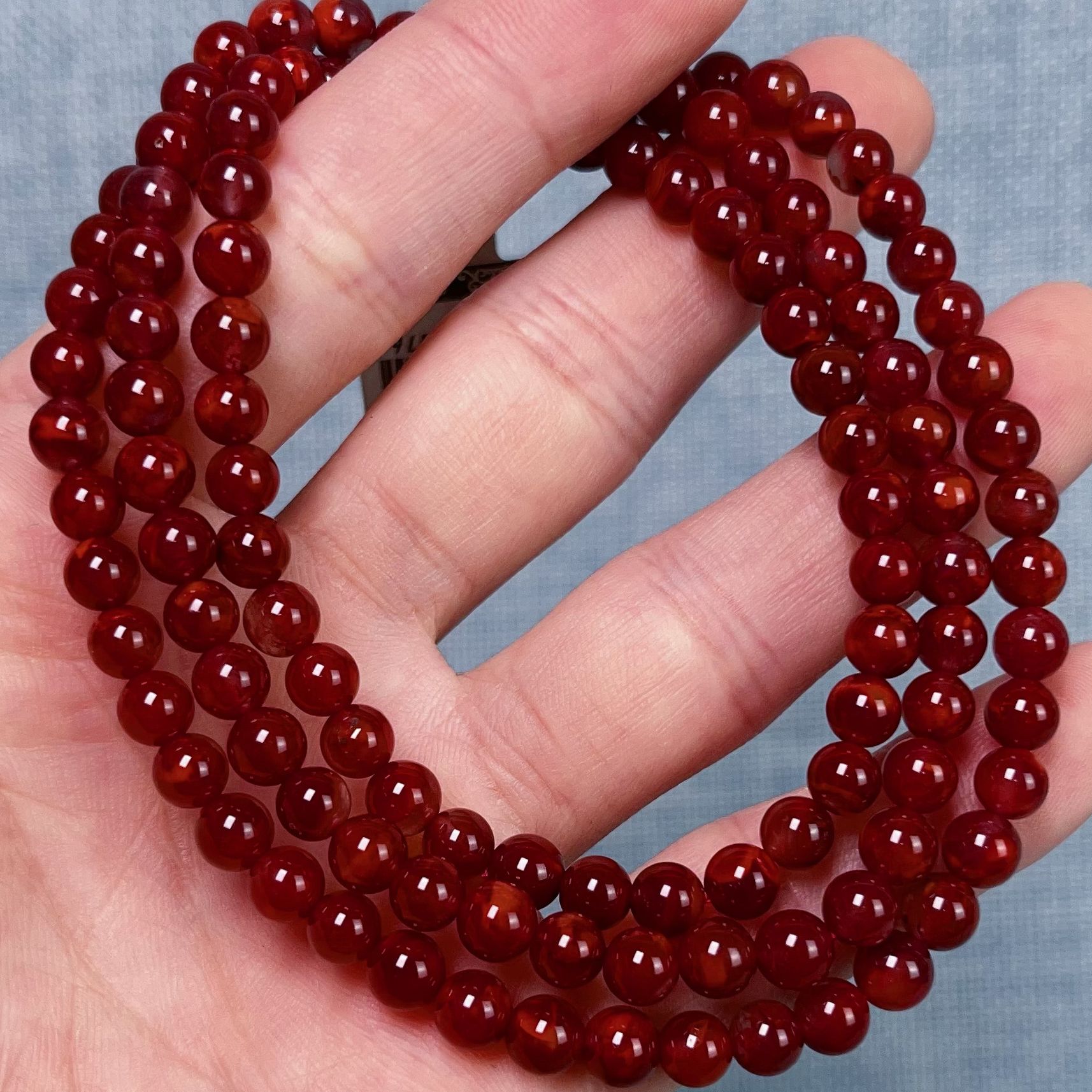 609A47凉山瓦西料南红牛血红多圈手串项链