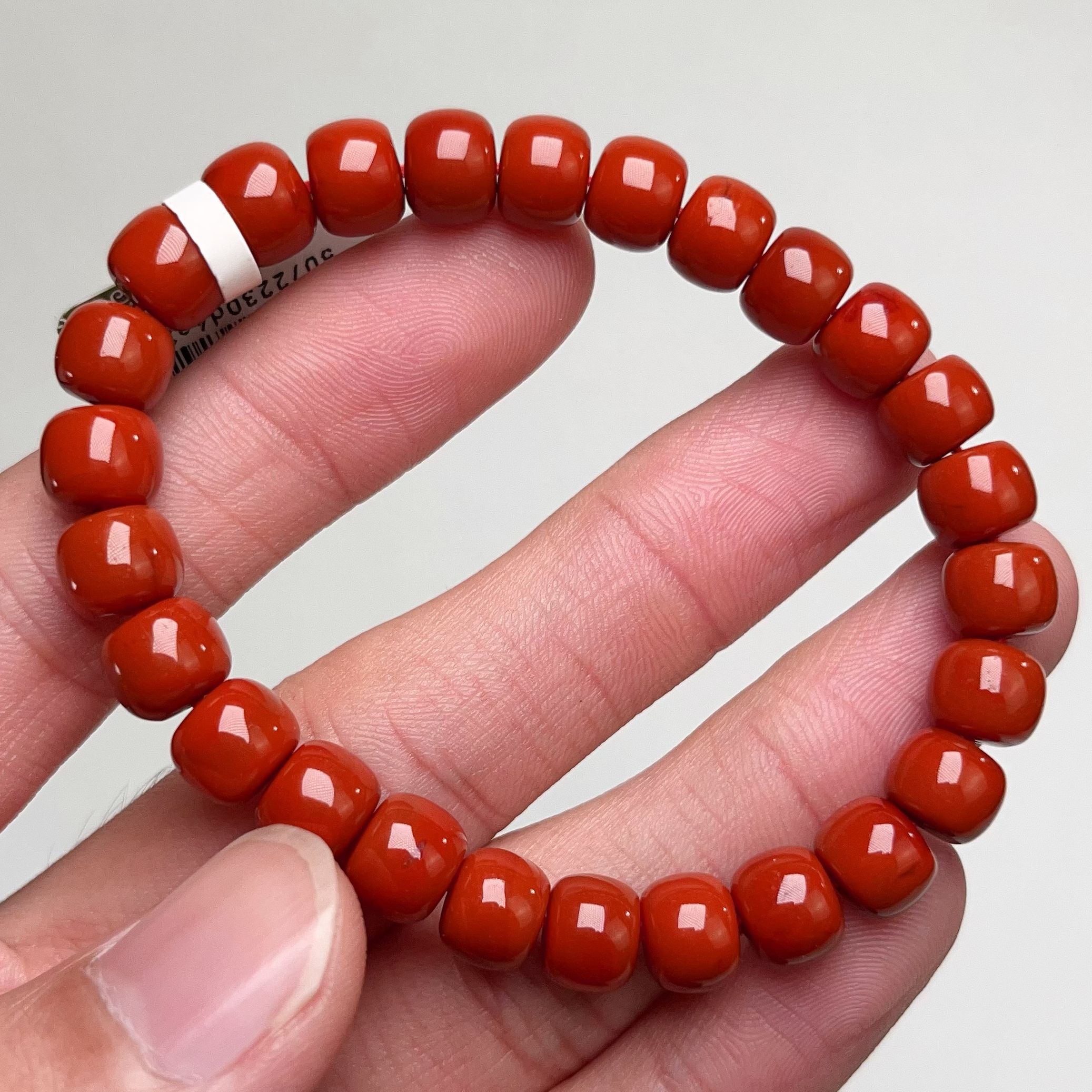 757C33凉山瓦西料南红锦红单圈手串