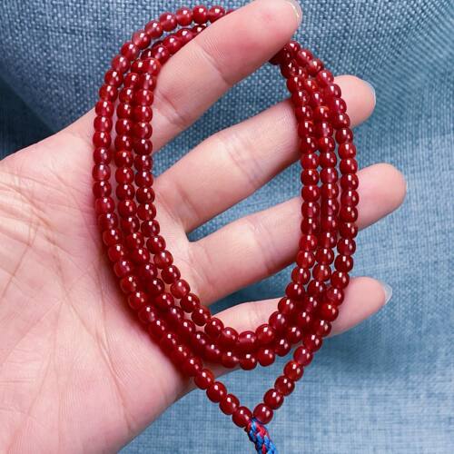 03F71凉山瓦西料南红原矿深色牛血红多圈手串