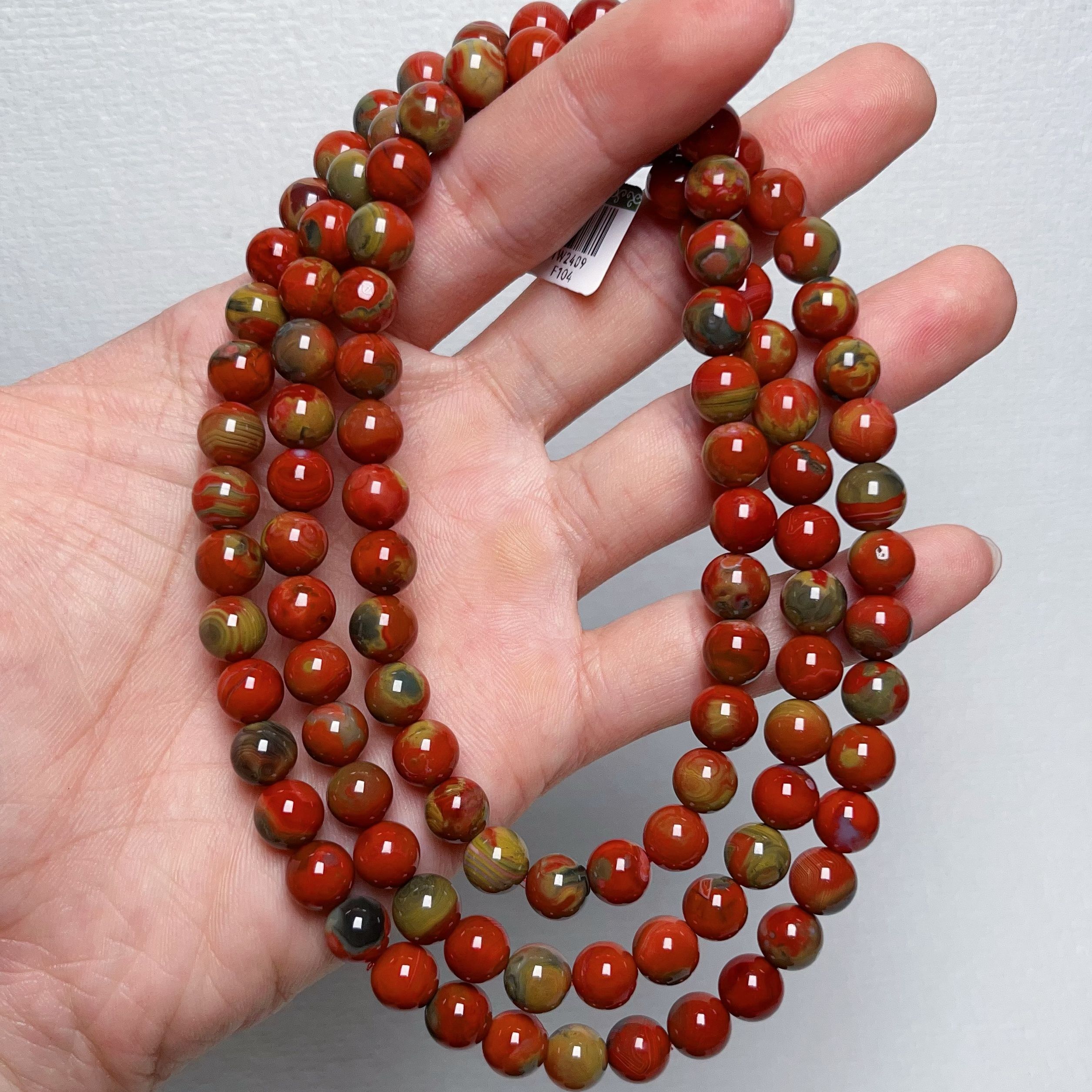 2409F104大山包南红包浆三彩包浆多圈手串项链