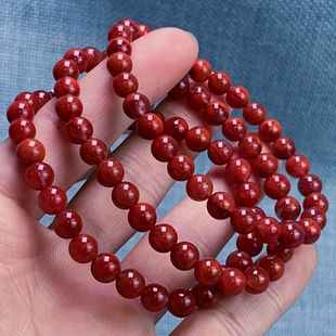 01Q207凉山瓦西料南红柿子锦牛色妖火焰单圈手串多样性发其一