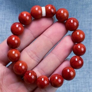 04F80凉山瓦西料南红原矿满肉柿子锦火焰单圈手串