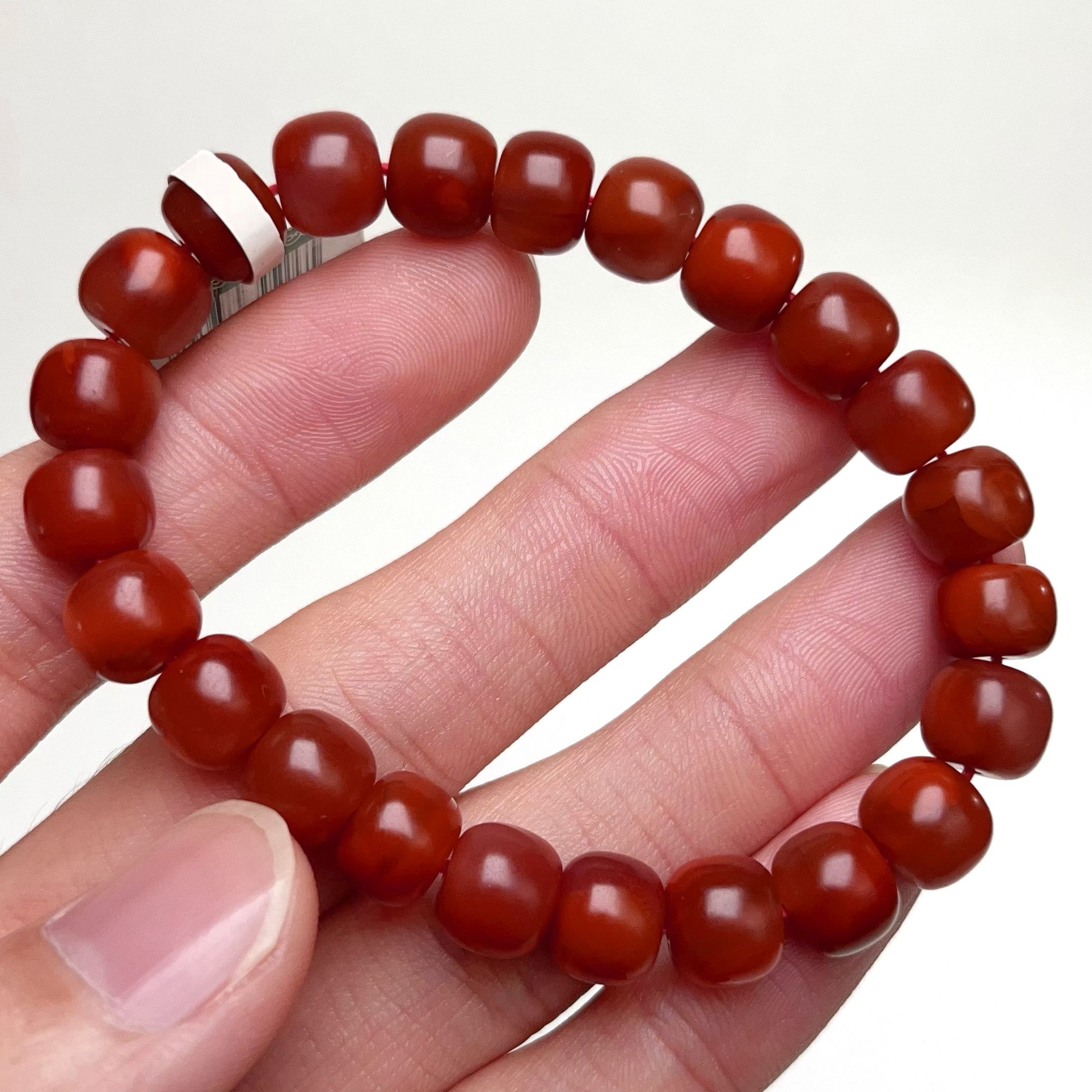 149C19凉山瓦西料南红哑光锦红老型单圈手串