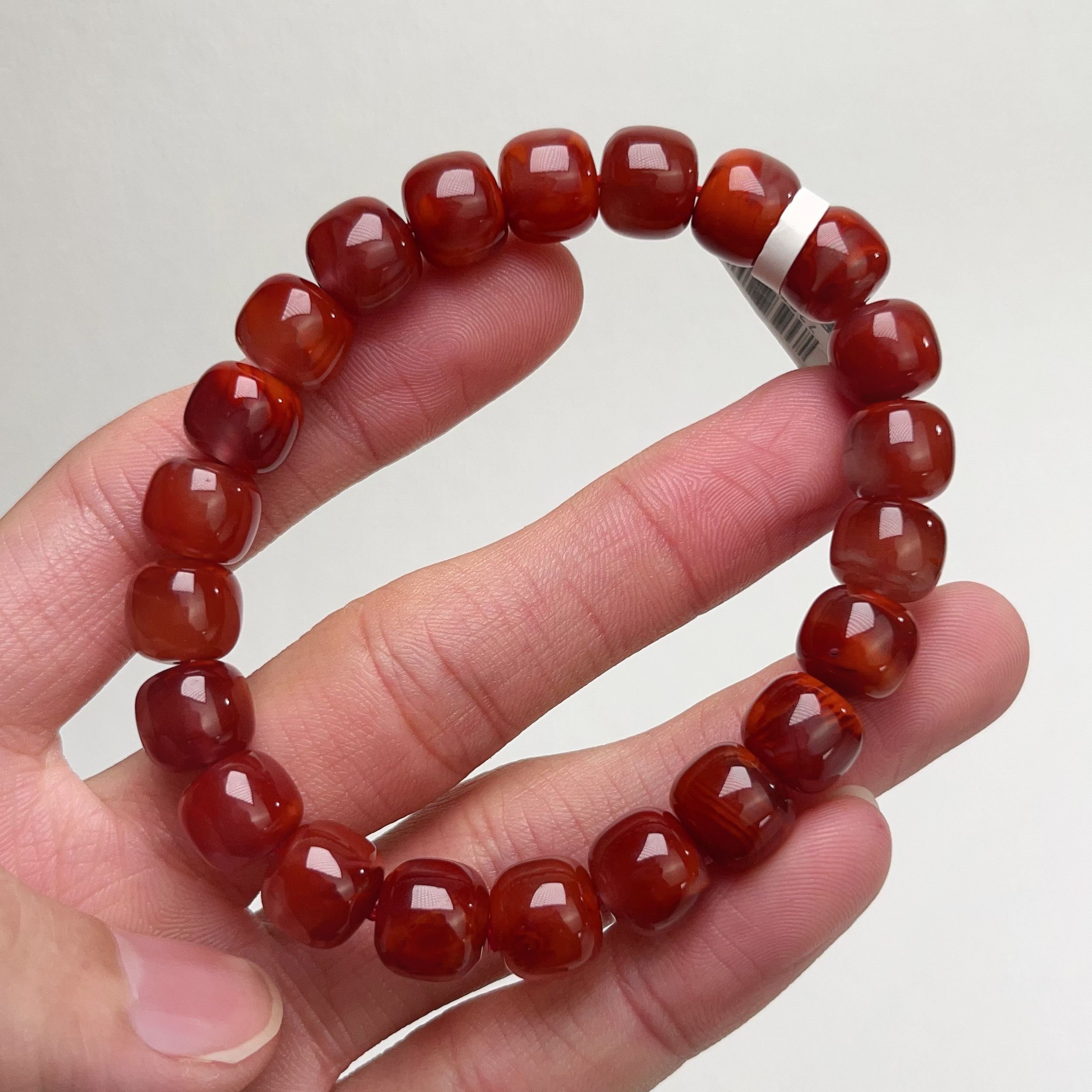 509C25凉山瓦西料南红玫锦红老型单圈手串