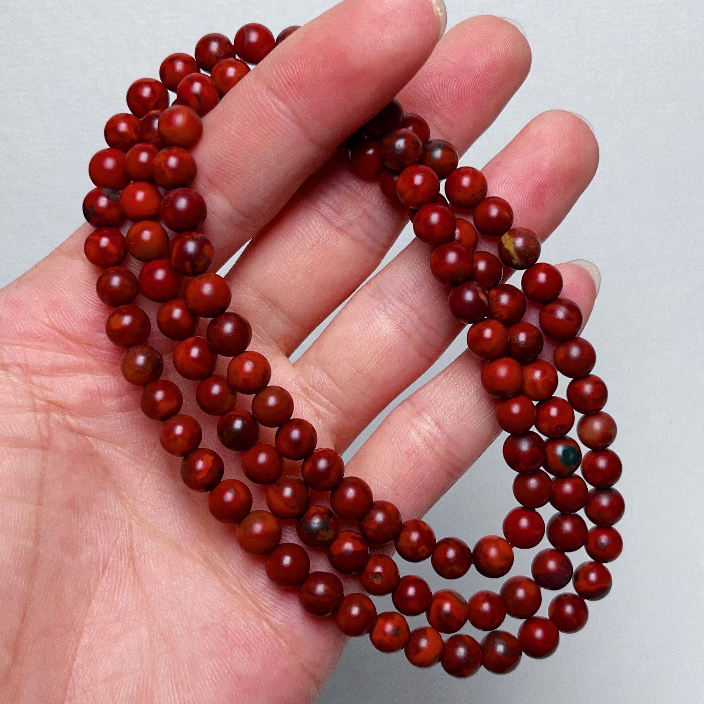 1808A01凉山九口料南红九口鸡血包浆多圈手串项链