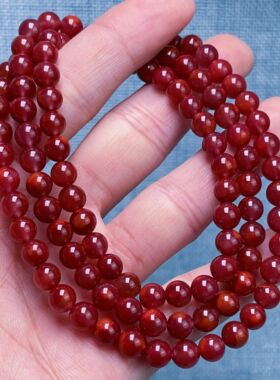 1309C47凉山瓦西料南红原矿妖牛血红多圈手串