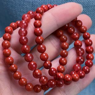 01A153凉山瓦西料南红柿子火焰单圈手串多样性发其一