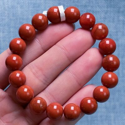 757C45凉山瓦西料原矿南红满色满肉柿子红单圈手串