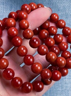 09C66凉山瓦西料南红原矿柿子锦红火焰单圈手串多样性发其一