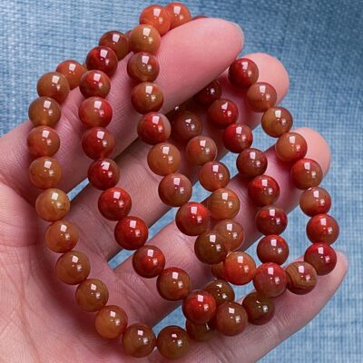 01F88云南大山包红黄皮包浆南红单圈手串多样性发其一