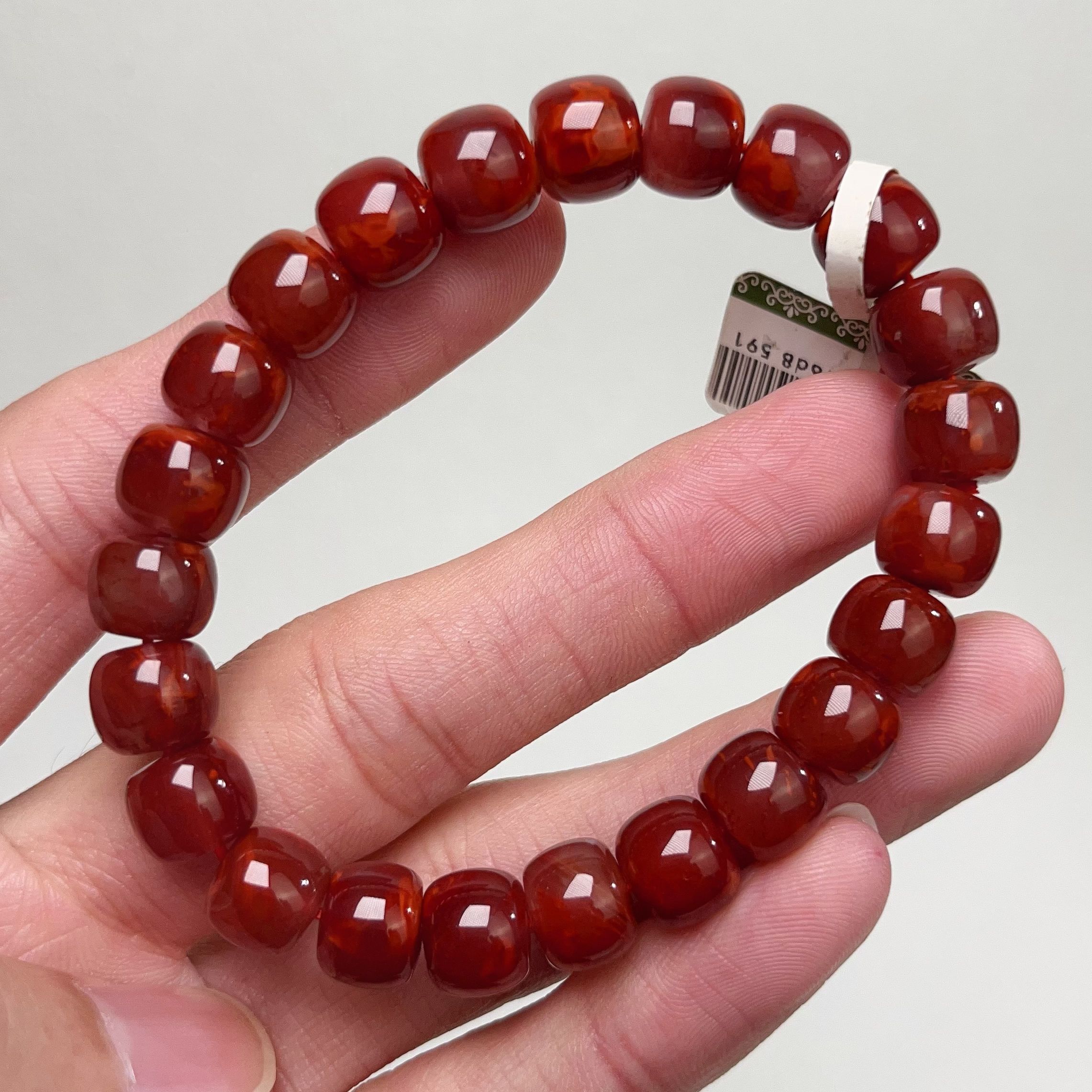 908C34凉山瓦西料南红牛血红老型单圈手串