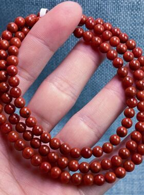 02C67凉山瓦西料南红原矿柿子红多圈手串