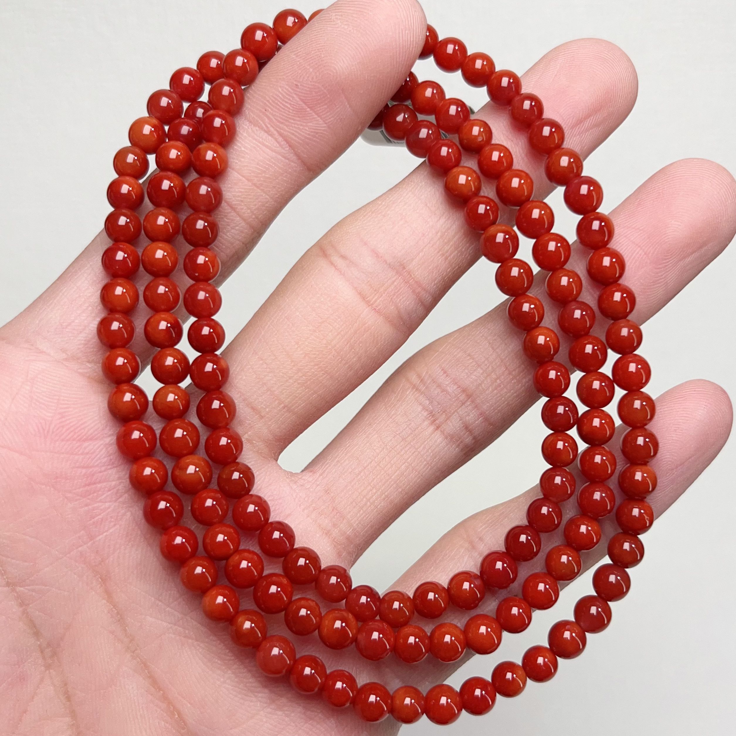 506A48凉山瓦西料南红玫锦红多圈手串项链