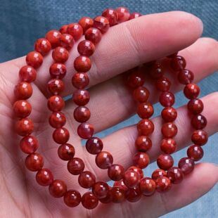 04C47凉山瓦西料南红柿子锦妖火焰单圈手串多样性发其一